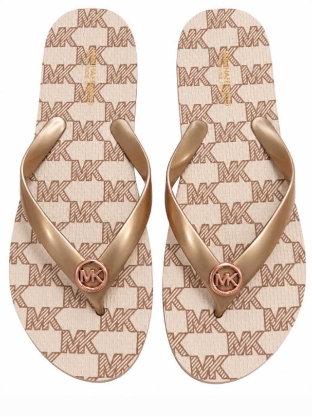 Michael Kors Rose Gold Logo Flip Flop Sandals for Women Size 8 Summer Casual